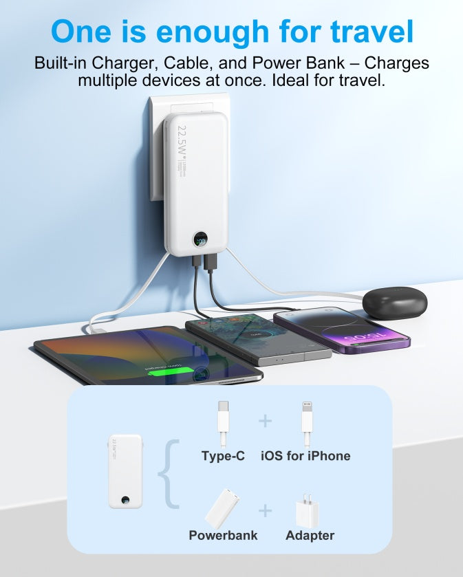 With AC Socket For Fast Charging, It Comes With A Dual-wire Digital Display Power Bank