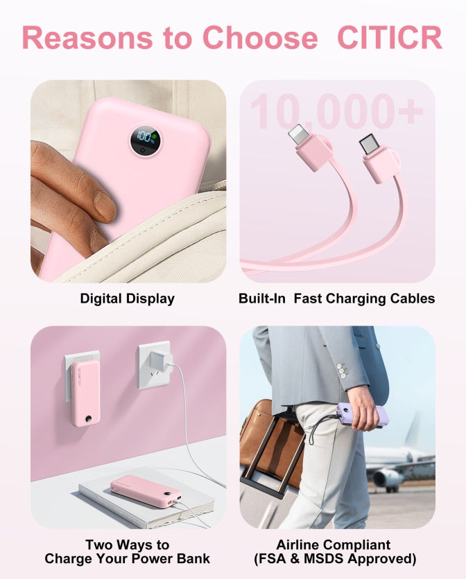 With AC Socket For Fast Charging, It Comes With A Dual-wire Digital Display Power Bank