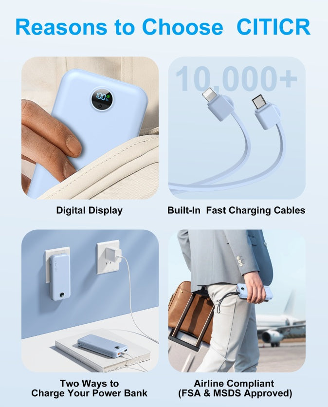 With AC Socket For Fast Charging, It Comes With A Dual-wire Digital Display Power Bank