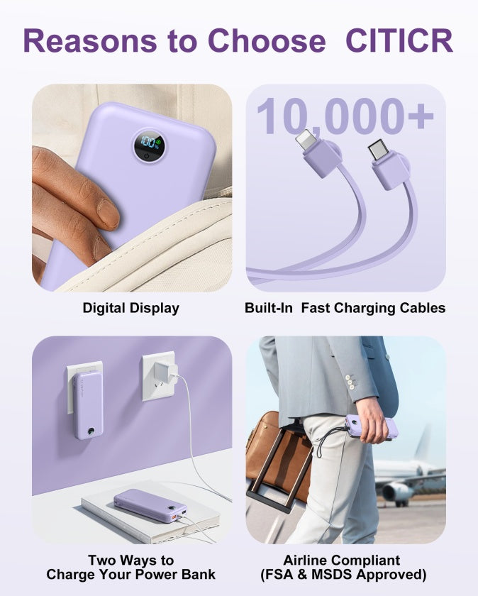 With AC Socket For Fast Charging, It Comes With A Dual-wire Digital Display Power Bank